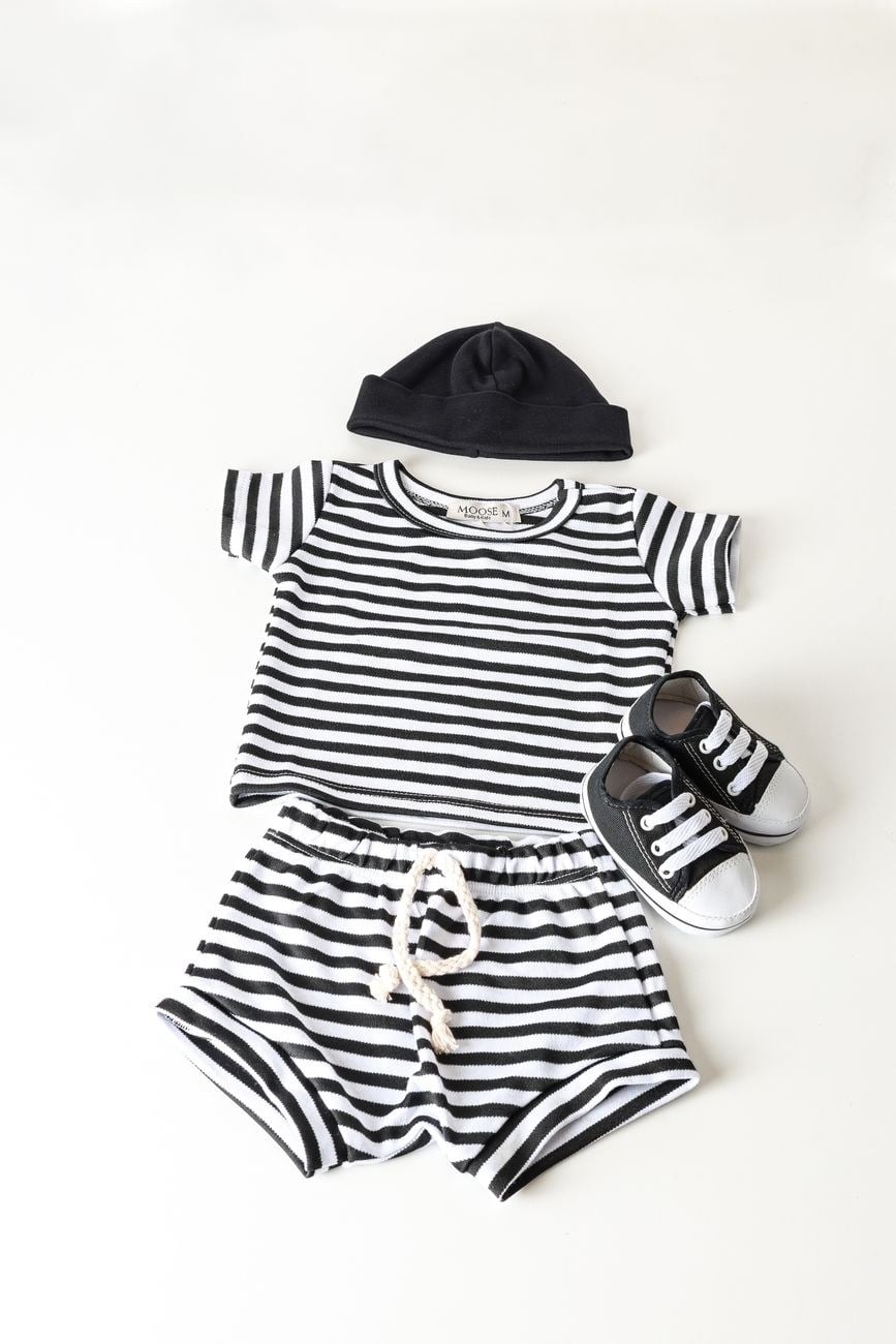 Conjunto Listrado com Touca — Bebê